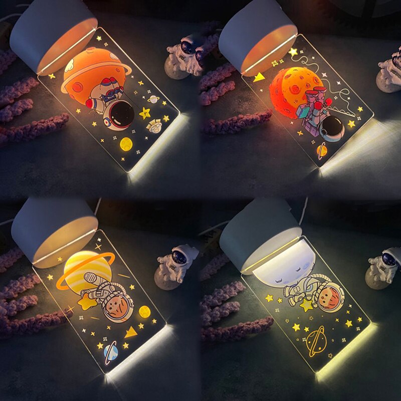 Acrylic 3D Led Lamp Cartoon Astronaut Night Lights Neon Home Christmas Decor Birthday Gift Romantic Desk Lights3