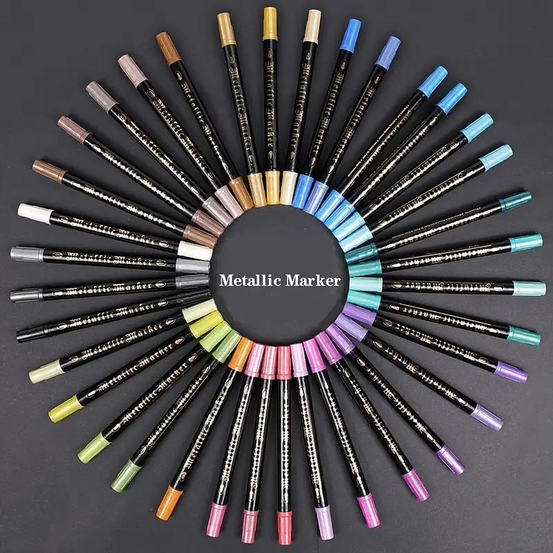 12-24-36 Colors Double-Ended Metal Texture Marker Pen,Perfect For Easter Decoration,Perfect For Easter Decoration3