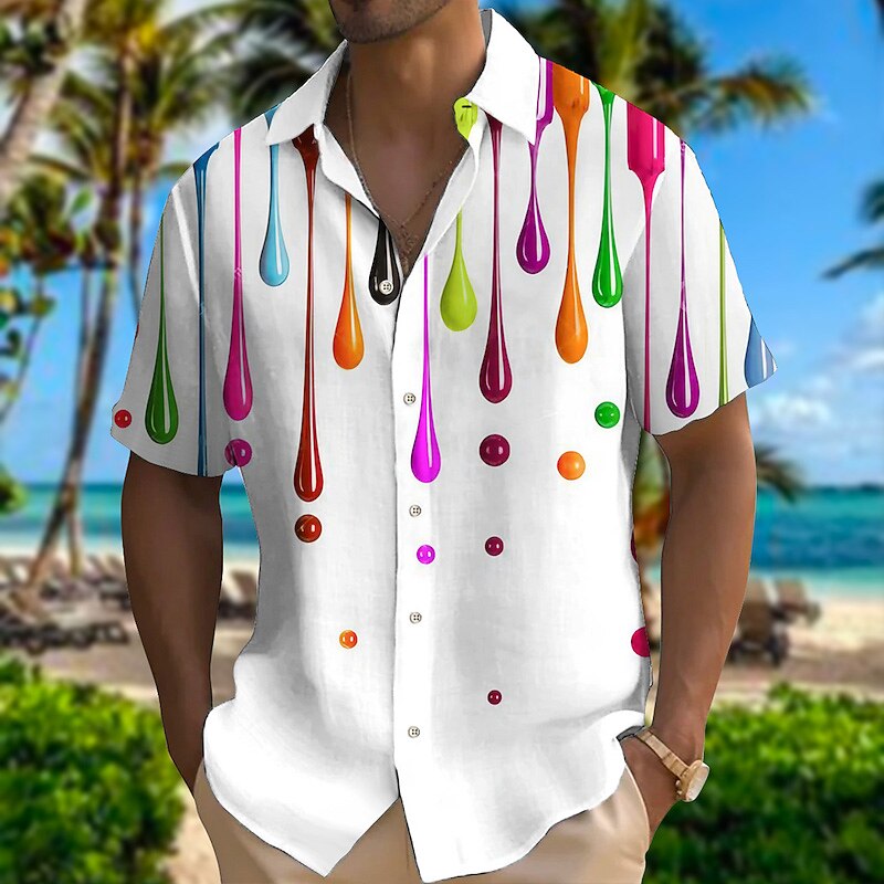 Men's Colorful Gradient Shirt Summer Hawaiian Shirt Button Up Shirt Short Sleeves Shirt Turndown Fashion Designer Casual Outdoor Street Casual Black White Red S M L4