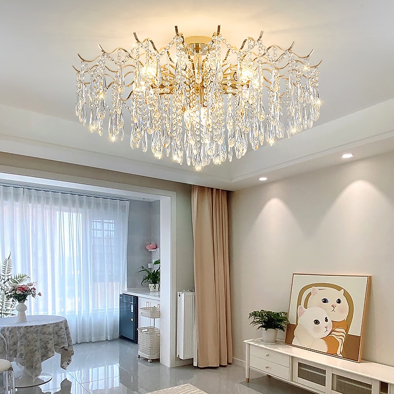 LED Chandeliers Modern Luxury, 42/50/60/80cm 6/10/12/14-Light Gold Crystal for Home Interiors Kitchen Bedroom Iron Art Tree Branch Lamp Creative Lamp Light Warm White 110-240V3