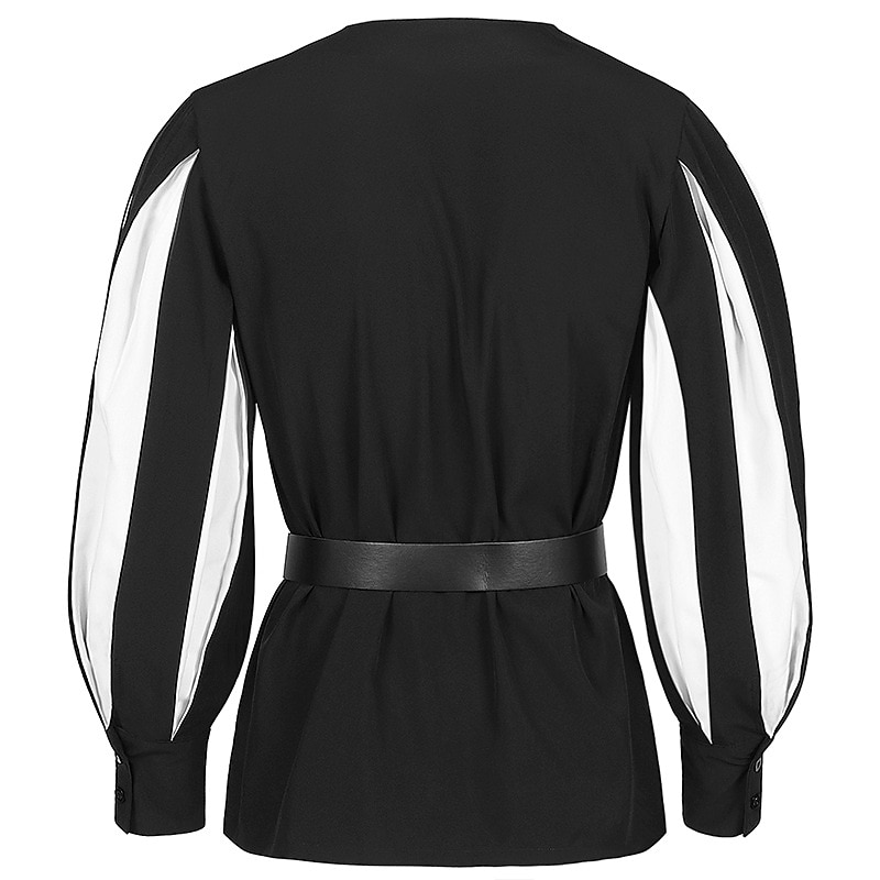 Retro Vintage Punk & Gothic Medieval Blouse / Shirt Masquerade Tunic Knight Ritter Viking Crusader Flounced Color Block Fancy Dress Men's Celtic Pirate Carnival Masquerade Performance Party Masquerade4