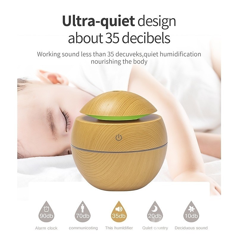 Essential oil diffuser with aroma USB ultrasonic humidifier for home aroma diffuser steam diffuser 7-color LED light 130 ML office4