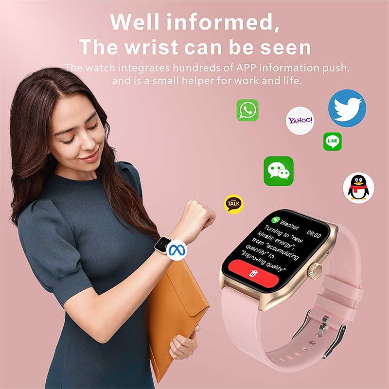 iMosi QX5 Non-invasive Smart Watch 1.96 inch Smartwatch Fitness Running Watch Bluetooth Temperature Monitoring Pedometer Bluetooth Call Compatible with Android iOS Women Men Waterproof2