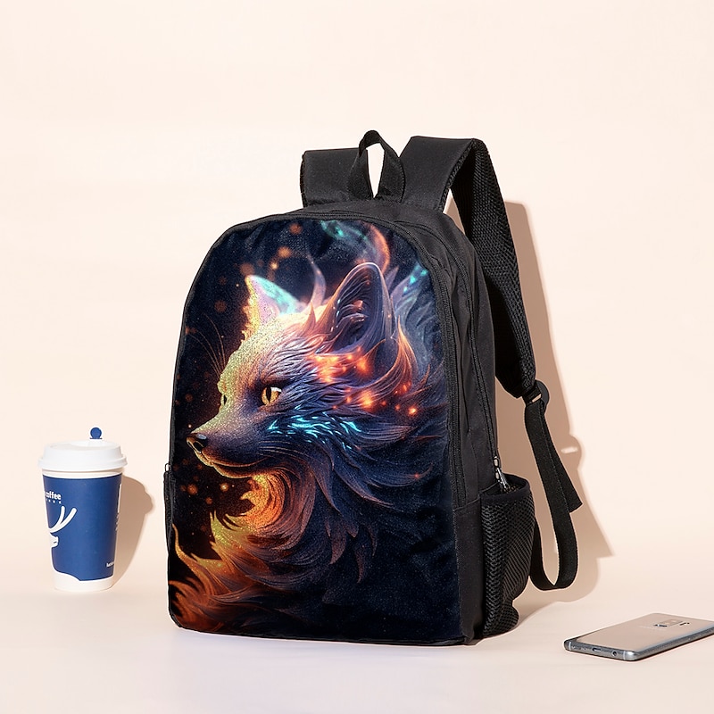 Large Capacity Galaxy Cat Backpack with USB Port – Cosmic 3D Animal School Bag with Laptop Compartment for Middle School or Travel Use4