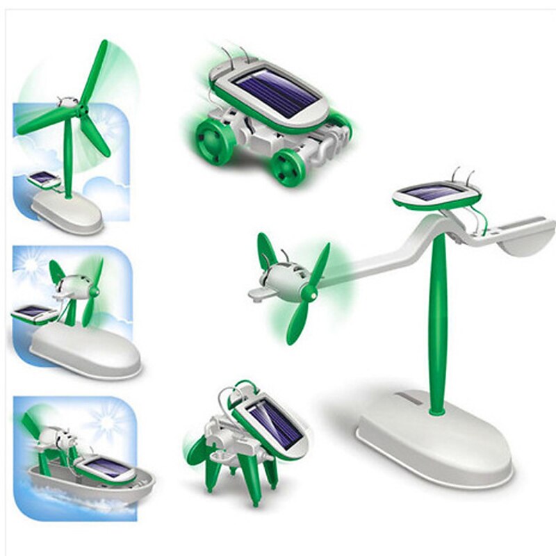 DIY 6-in-1 Solar Assembly Toy Children's Science Production Science And Education Toys Transformers FansC ars Boats Puppies