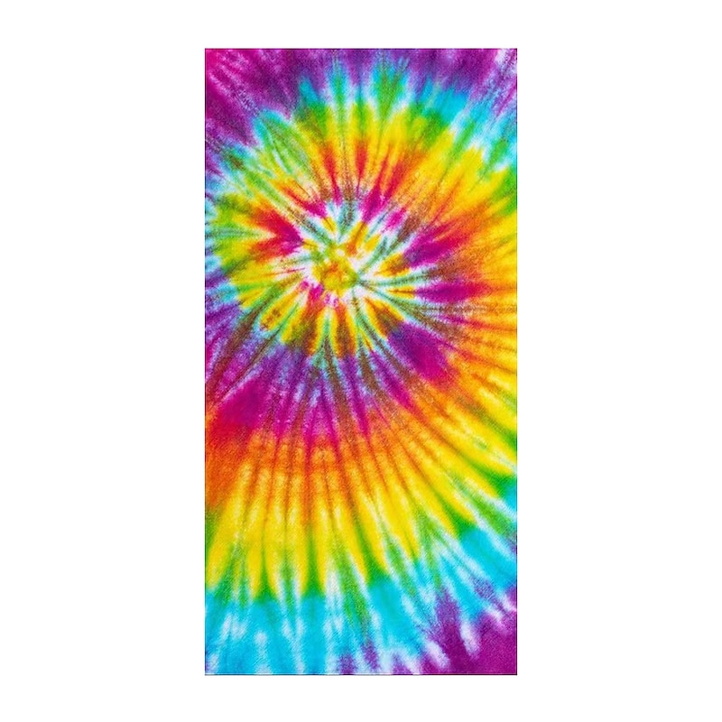 Tie Dye Beach Towel, Sand Free Hippie Color Beach Towels Oversized, Sup Soft Large Bath Towel, Water Absorbent Bathroom Towel for Men, Women, Travel, Swim, Camp, 32 x 64 Inch 18