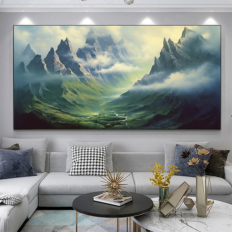 Handmade Oil Painting Canvas Wall Art Decoration Abstract  mountains rivers paintings for Home Decor Rolled Frameless Unstretched Painting2