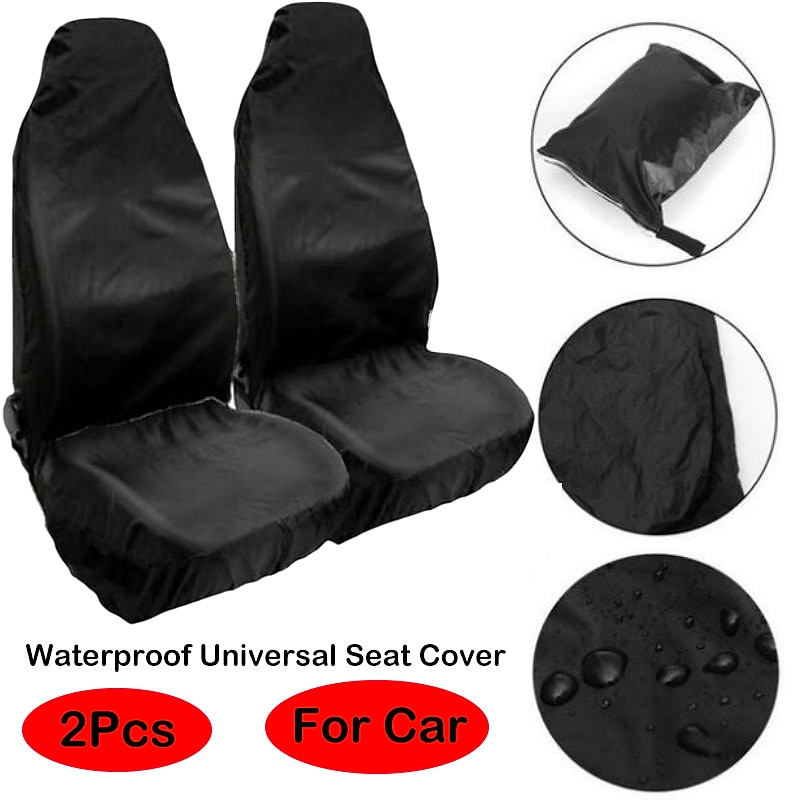 StarFire 2pcs Waterproof Polyester Universal Car Van Seat Cover, Nonslip Backing, Dust-Proof Protector