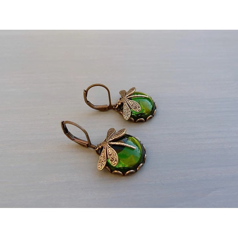 Women's Earrings Vintage Style Dragonfly Vintage Cool Earrings Jewelry claret / Moonstone / Denim Blue For Wedding Party 2pcs4