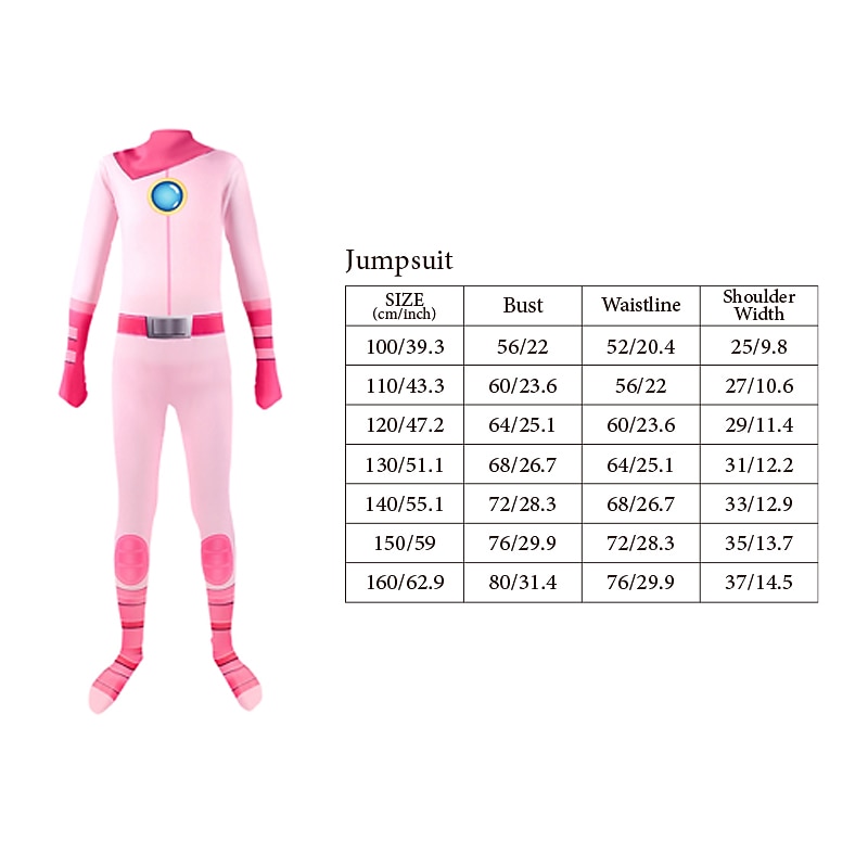 Mario Princess Peach Zentai Suits Cosplay Costume Flower Girl Dress Movie Cosplay for Girls' Kid's Carnival3