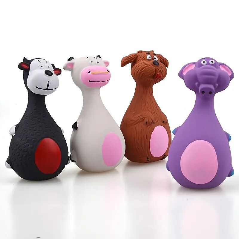 Fun and Durable Latex Sound Pet Toys - Big Tummy Elephant and Cow Cartoon Characters