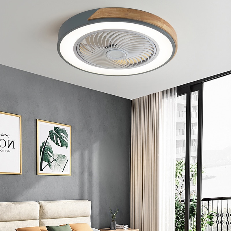 LED Ceiling Fans with lights Dimmable with Remote Contral 20" Flush Mount Ceiling Lamp Acrylic Lampshade Chandelier Bedroom Living Room3
