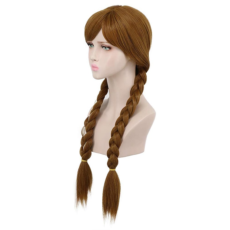 Oktoberfest Beer Cosplay Wigs Long Brown Cosplay Weaving Double tail Braided Hair Wigs Synthetic Wig Costume4
