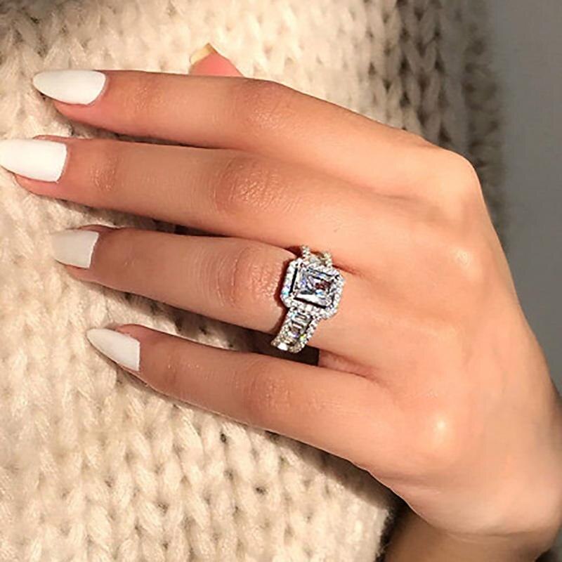 Ring Wedding Classic Silver Chrome Precious Fashion Cute 1PC Zircon dress to impress3
