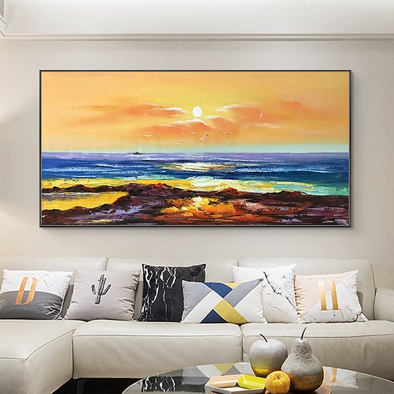 Mintura Handmade Seascape Oil Paintings On Canvas Wall Art Decoration Modern Abstract Picture For Home Decor Rolled Frameless Unstretched Painting4