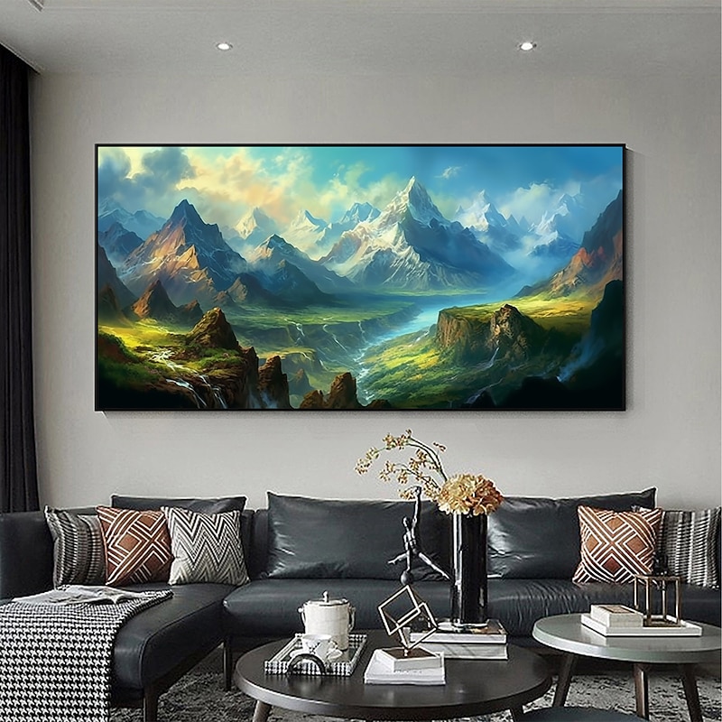 Handmade Oil Painting Canvas Wall Art Decoration Abstract  mountains rivers paintings for Home Decor Rolled Frameless Unstretched Painting