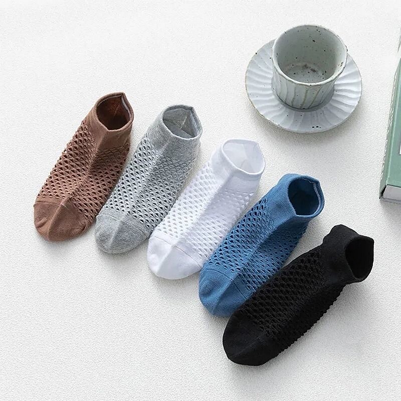 Men's 10 Pairs Ankle Socks No Show Socks Black White Color Plain Casual Daily Basic Thin Summer Spring Fall Cool Breathable4