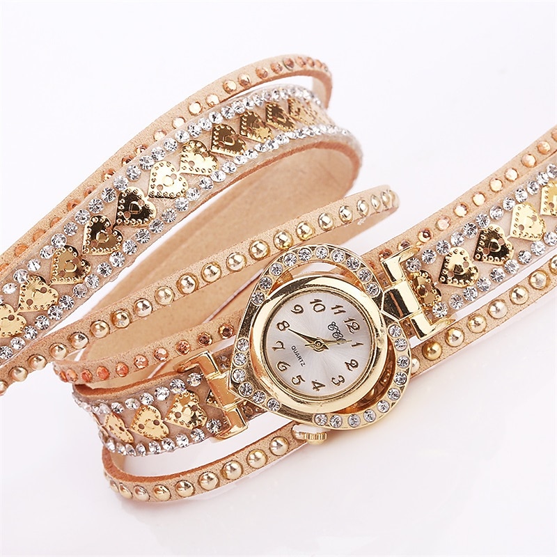 Luxury Ladies Fashion Love Dial Bracelet Watch Women Dress Rhinestone Soft Strap Quartz Watches Montre Femme4