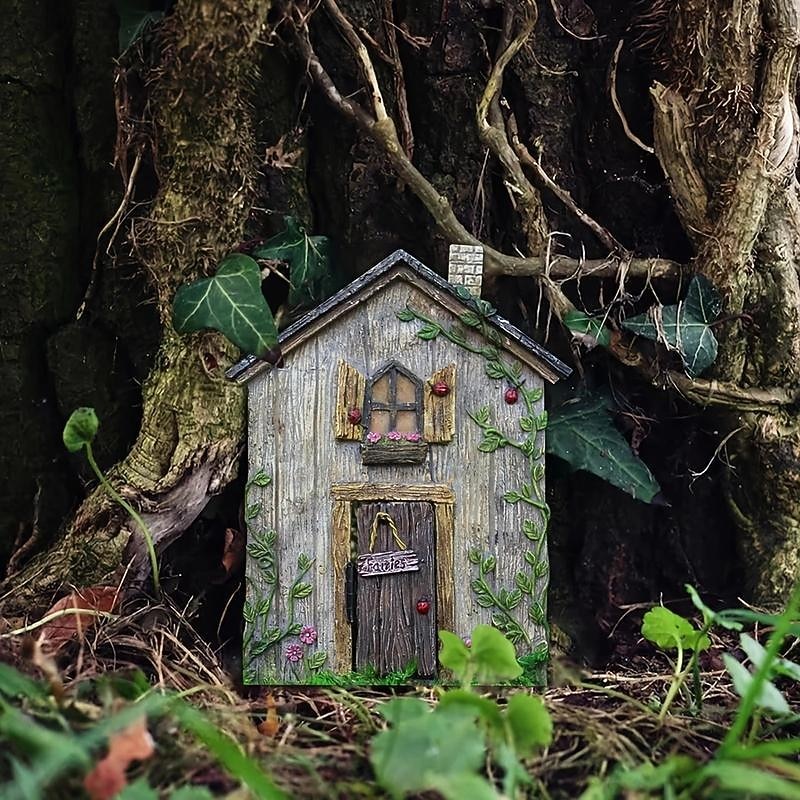 Miniature Fairy Gnome Door Figurines Elf Home For Yard Art Garden Tree Sculpture Decor Statues Decor Fairy Outdoor Garden3