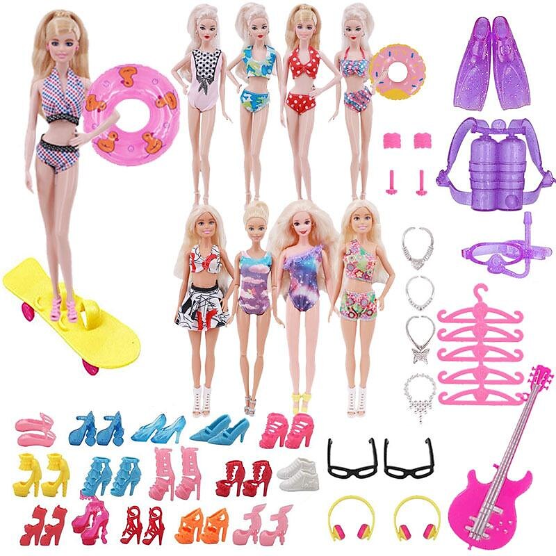 Pink Doll Clothes and Accessories,30cm  Doll Clothing Accessories 40-Piece Set Combination Accessories Swimsuit Swimsuit Little Girl Children'S Toy Accessories（Doll not included）3