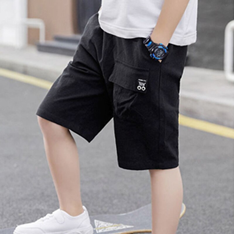 Kids Boys Shorts Pocket Solid Color Breathable Comfort Shorts Outdoor Cotton Cool Daily turmeric Black Sky Blue Mid Waist3