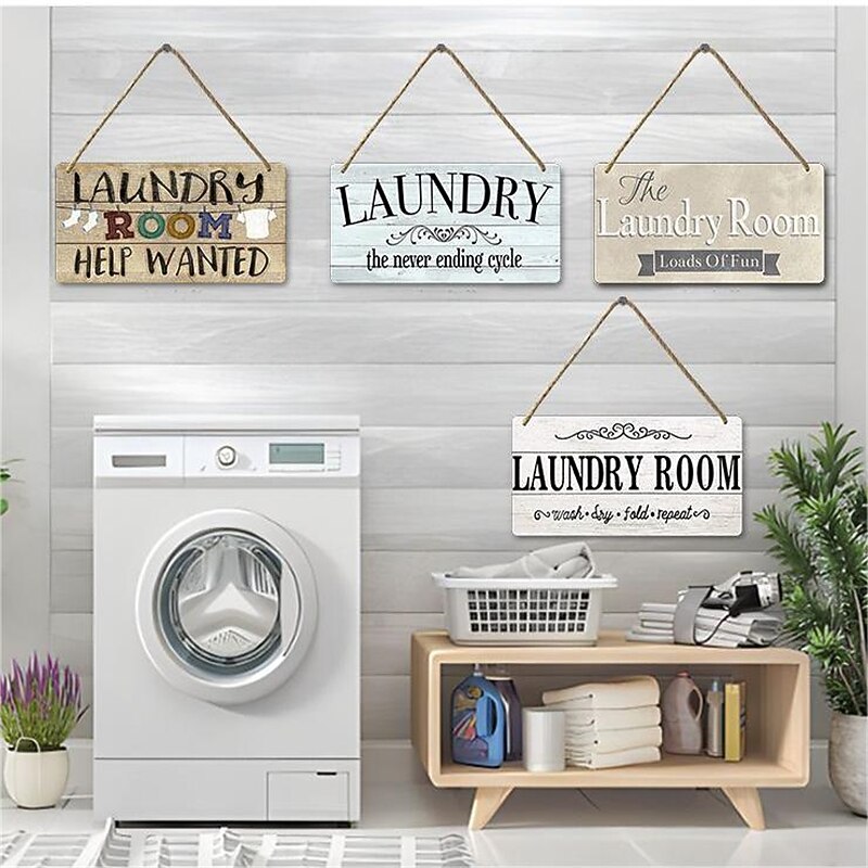 1pc, Laundry Wooden Signs Wood Plaque Wood Plate For Laundry Room Hanging Sign Washhouse Door Decoration Home Wall Decor 15x30cm/6''x12''