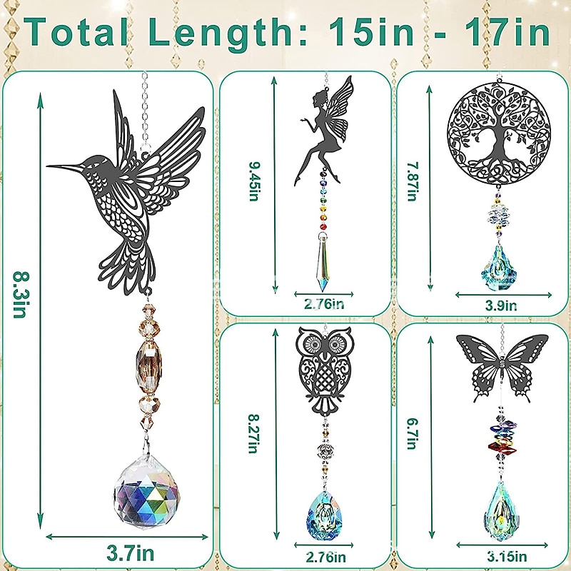 1pc, Sun Catcher Rainbow Made Pendant, Butterfly Tree Owl Bird Angel Window Hanging Crystal Prism Sun Trap, Home Decor, Room Decor, Bedroom Decor2