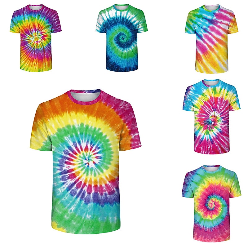 Disco Tie Dye T-shirt Anime 3D Graphic For Couple's Men's Women's Adults' Carnival Masquerade 3D Print Casual Daily2