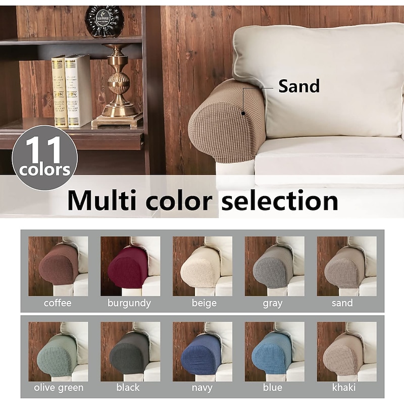 2 Pcs Stretch Armrest Covers Spandex Jacquard Arm Covers Soft and Elastic Protector for Chairs Couch Sofa Armchair Slipcovers Recliner Sofa2