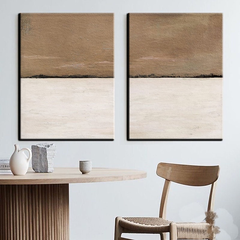 Handmade Hand Painted Oil Painting Wall Beige and Black Abstract Oil Painting Original Acrylic Painting on Canvas Modern Minimalist Art for Bedroom Decor Rolled Canvas No Frame Unstretched3