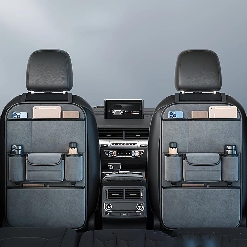 1pc Premium Car SeatBack Organizer Car Seat Back Protector Kick Mats Back Seat Protector And Cup Holder Holder Universal Travel Accessories2