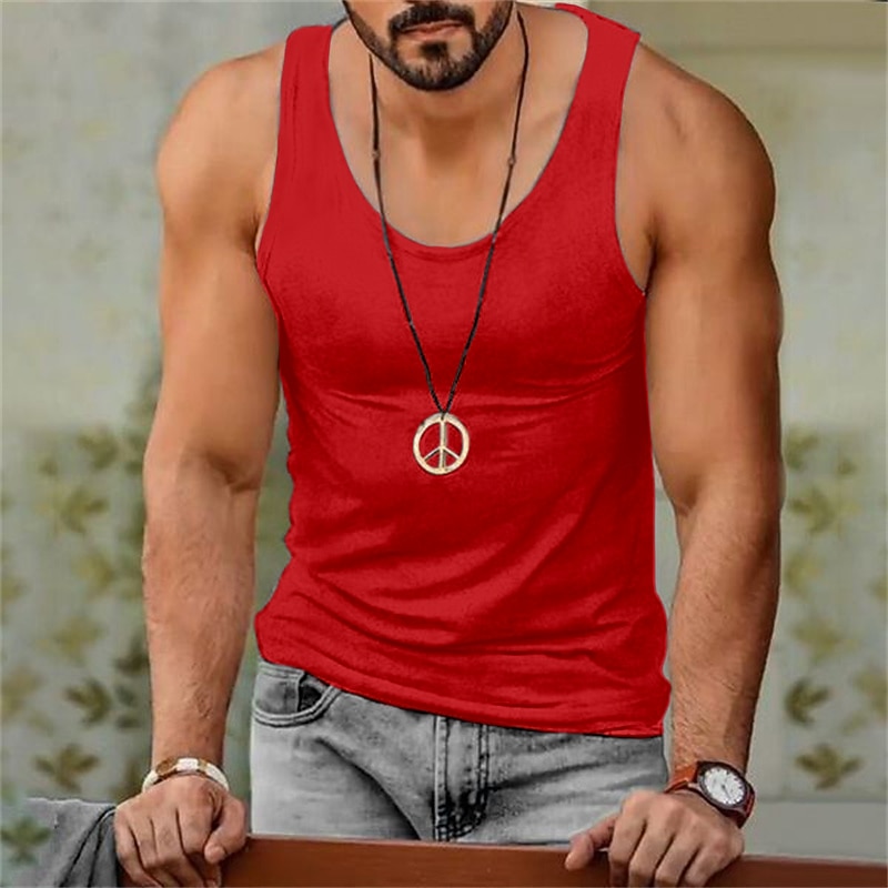 Men's Tank Top Vest Top Undershirt Sleeveless Shirt Sleeveless Crew Neck Summer Plain Fashion Designer Muscle Outdoor Going out Gym White Yellow Red Top Tee for Men4