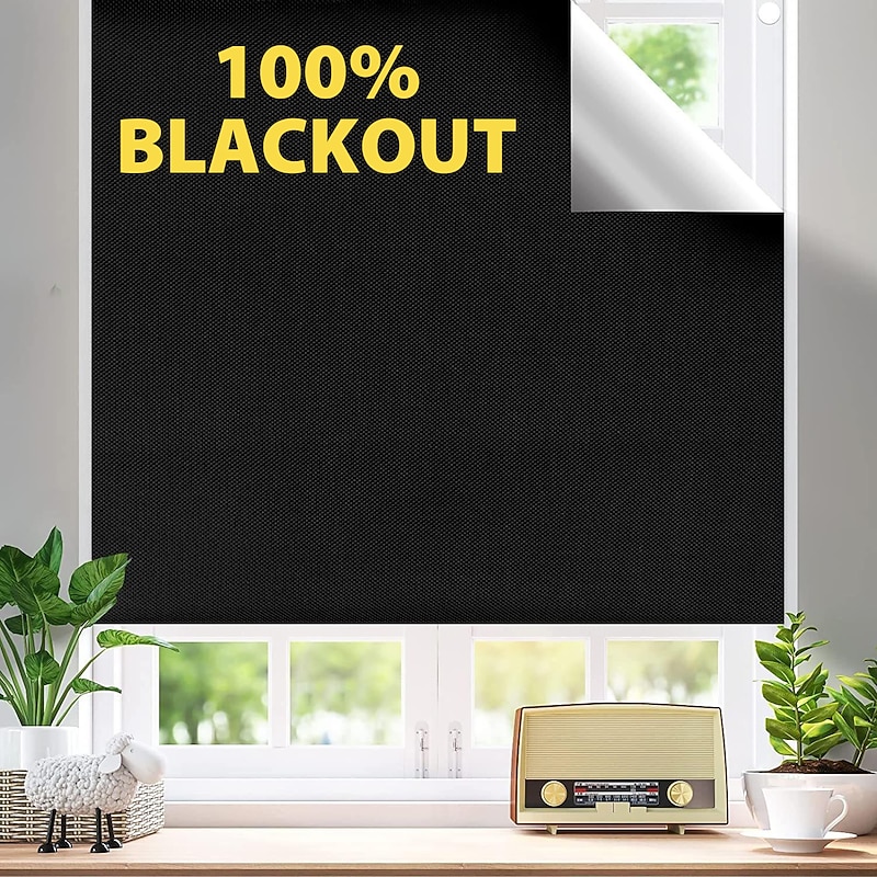 100% Blackout Shades Blind Curtains Window Cover,DIY Cut to Any Size or Shape,Hook & Loop Tabs,Portable Bags for Travel,Light & UV Blocking for House,Baby Nursery,Apartment