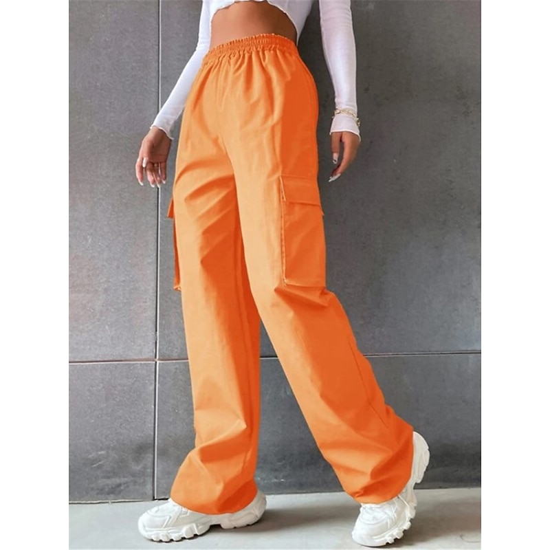 Women's Cargo Pants Pants Trousers Parachute Pants Streetwear Casual Comfort Full Length High Waist Plain Pocket Elastic Waist Breathability Soft Outdoor Micro-elastic Vacation Casual Sports3