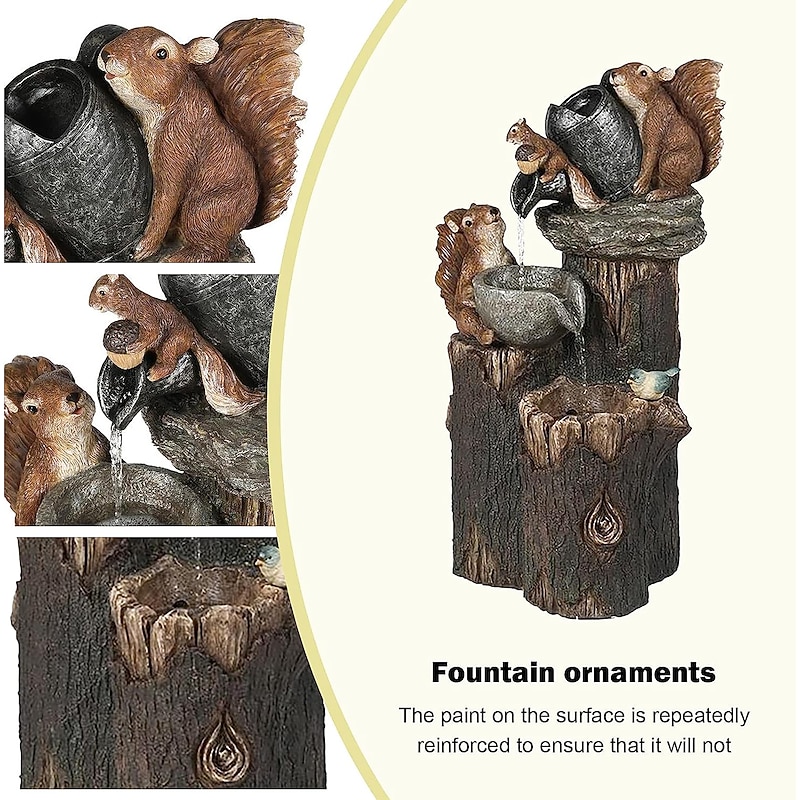 Garden Statue Solar Lights Animal Landscape Lights  Led Garden Lights Resin Duck Squirrel Water Fountain Statue for Outdoor Patio Decor4