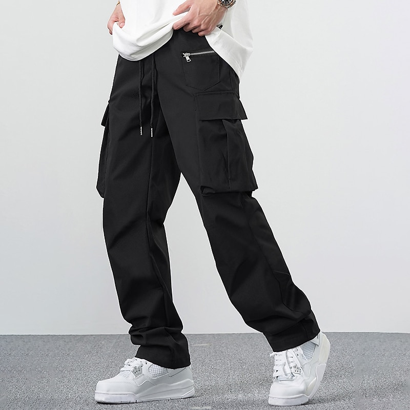 Men's Cargo Pants Cargo Trousers Zipper Pocket Plain Comfort Breathable Outdoor Daily Going out Fashion Casual Black Khaki