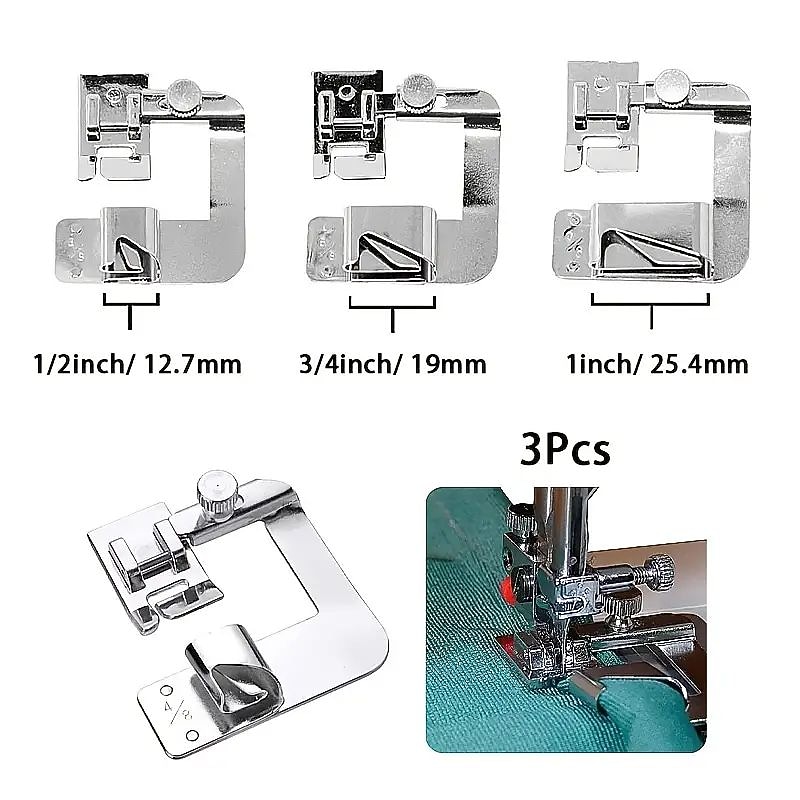 3pcs Rolled Hem Presser Foot Set, Wide Hemmer Foot Kit Includes 1/2inch, 3/4inch And 1inch Presser Feet, Compatible With Singer, Brother, Babylock, Euro-Pro, Janome And More2