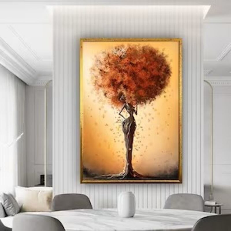 1pc African American Wall Art Canvas Painting Black Woman Flowers Poster Abstract Afro Girl With Butterfly Artwork Painting Picture For Room Wall Decor No Frame2