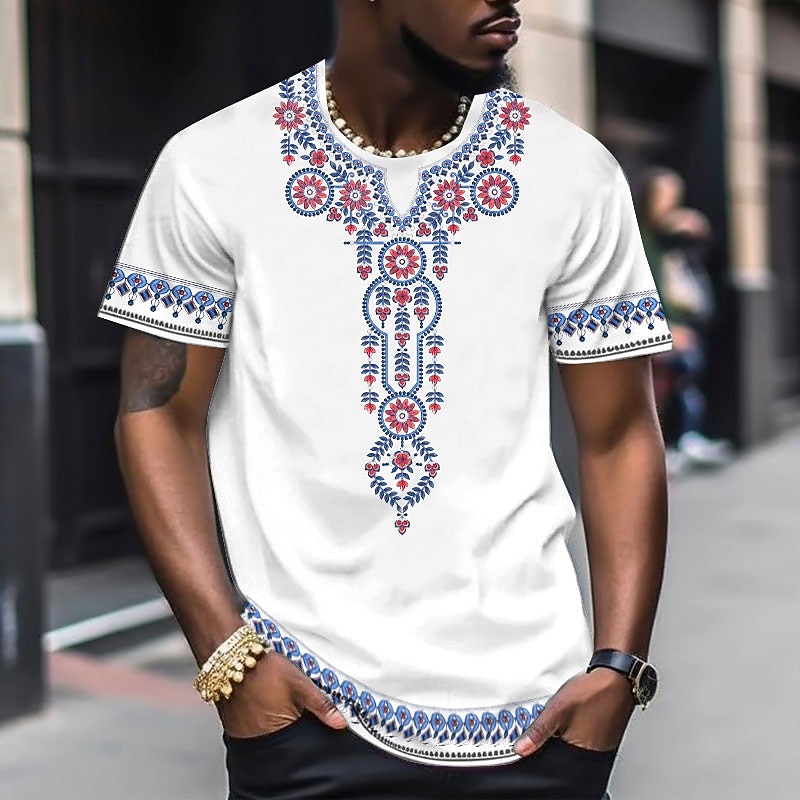 Men's Graphic Boho T Shirt Short Sleeve T shirt 3D Print Crew Neck Shirt Vintage Designer Ethnic Outdoor Daily Sports Yellow Blue Khaki Spring & Summer Clothing Apparel S M L XL 2XL 3XL2