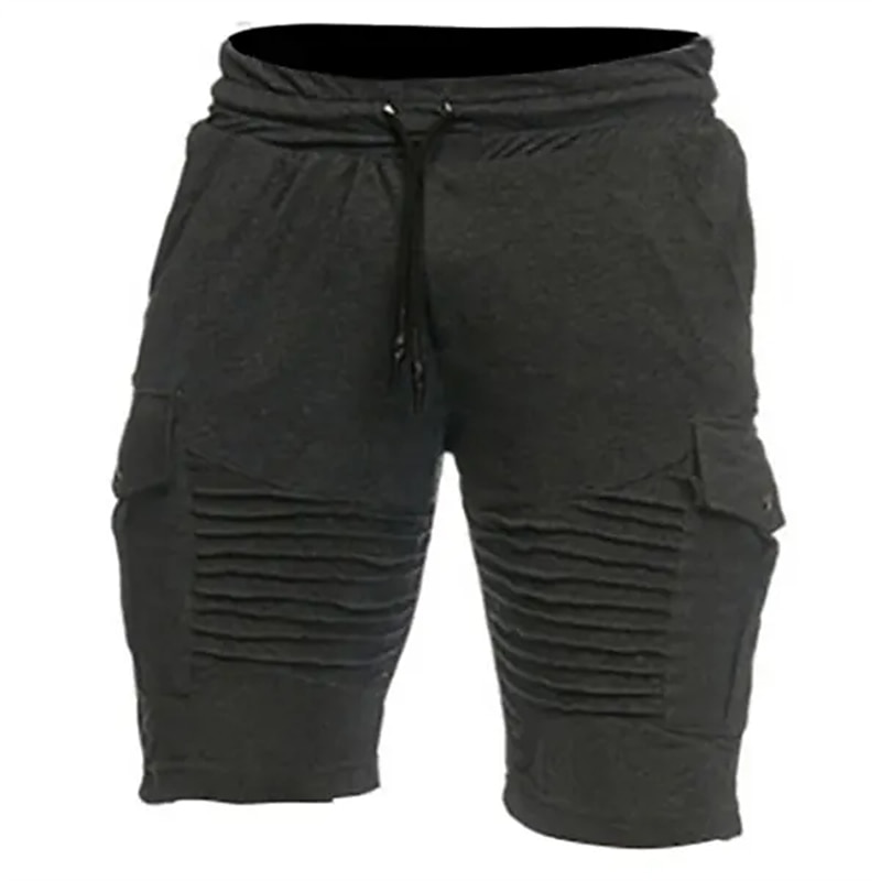 Men's Summer Shorts Casual Shorts Wrinkle Leg Plain Comfort Breathable Outdoor Daily Going out Fashion Casual Black White3