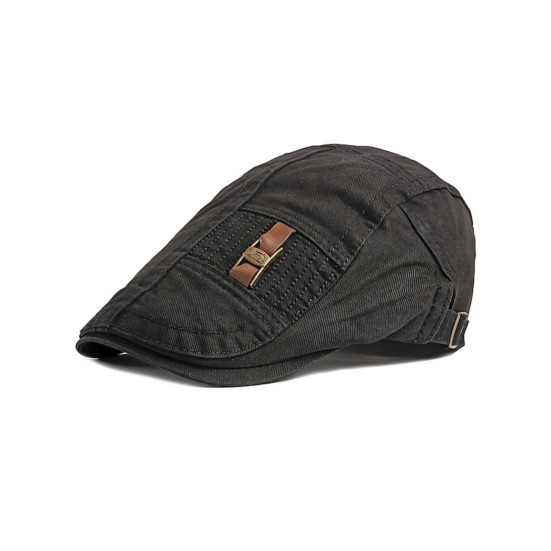 Men's Flat Cap Ascot Hat Newsboy Hat Black Dark Navy Cotton Fashion Streetwear Stylish 1920s Fashion Outdoor Daily Going out Plain Warm