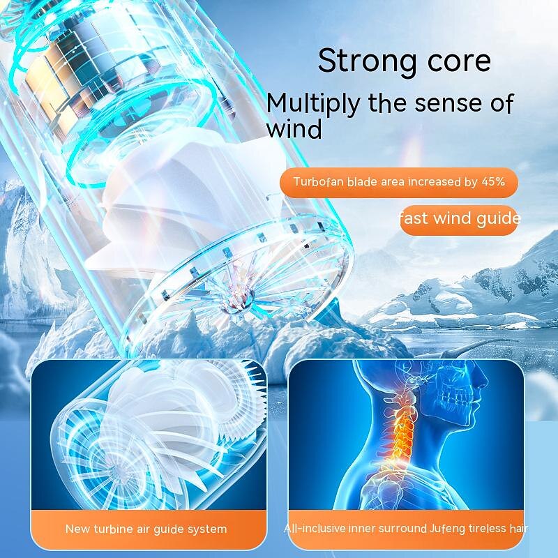 Hands-Free Neck Fan – Bladeless Wearable USB Rechargeable Fan with 360° Cooling, 3 Speeds, and Headphone-Style Design4