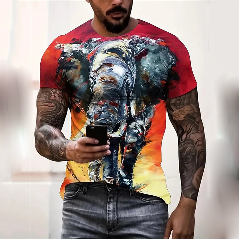 Men's Graphic Animal Lion T Shirt Short Sleeve T shirt 3D Print Crew Neck Shirt Vintage Fashion Designer Outdoor Daily Sports Black Yellow Red Spring & Summer Clothing Apparel S M L XL 2XL 3XL3