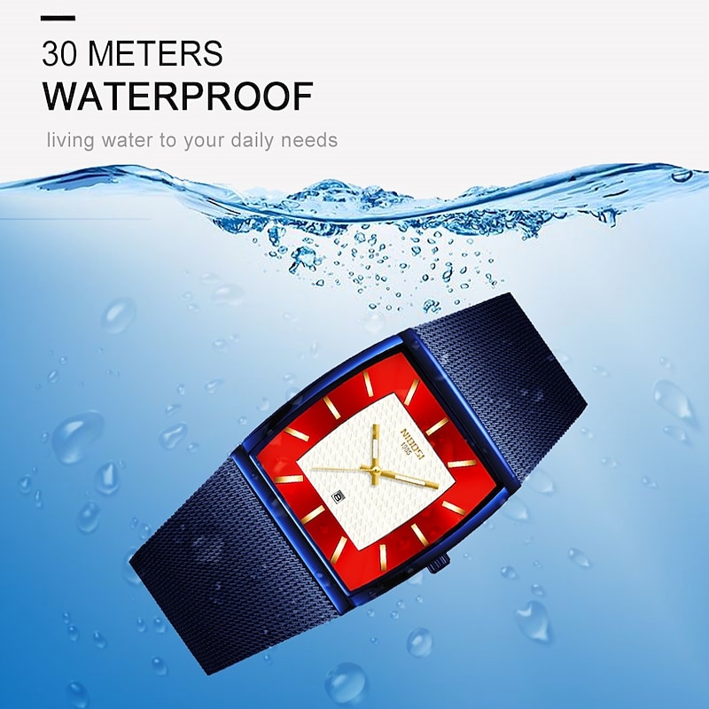 NIBOSI Blue Square Mens Watches Top Brand Luxury Quartz Watch Men Slim Waterproof Male Wristwatch Men Relogio Masculino 23763