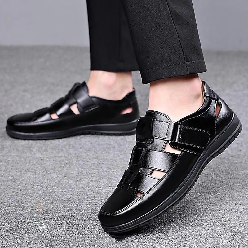 Men's Black Sandals with Multiple Straps and Comfortable Sole for Summer and Casual Wear4