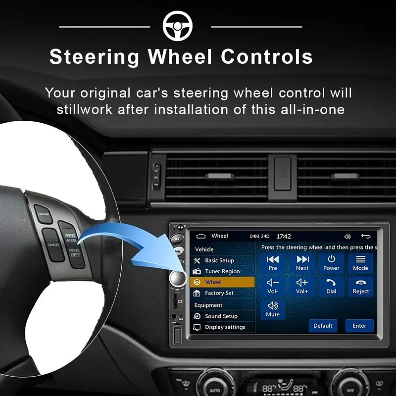 Double Din Car Stereo Radio 7'' Touch Screen Carplay& For Android Auto Car Multimedia Player With BT FM Radio ReceiverRear View Camera3