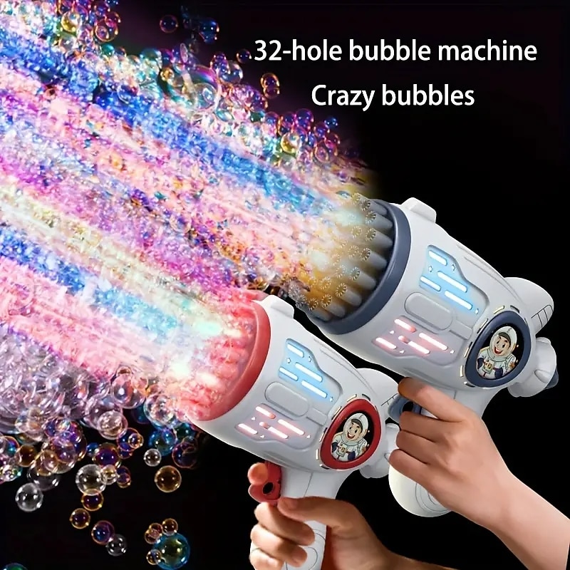 1pc Bubble Machine For Toddlers 32 Hole Light Up Bubble Maker For Kids Automatic Bubble Blower Bubble Blaster Summer Outdoor Toys Birthday Party Favor Gift for Christmas Gifts2