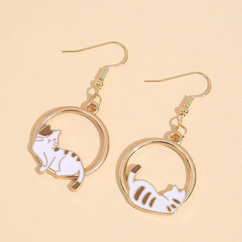1 Pair Drop Earrings For Women's Street Gift Date Alloy Classic Cat Moon3