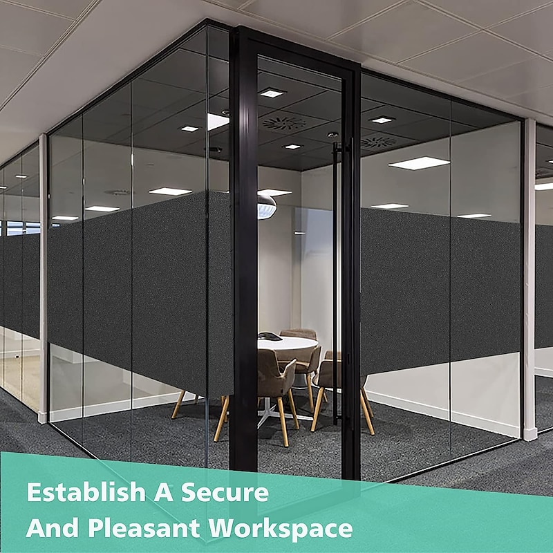 Glass Window Film Window Covering Black Film Static Privacy Decoration Self Adhesive for UV Blocking Heat Control Glass Window Stickers 100X45cm/39X18inches2