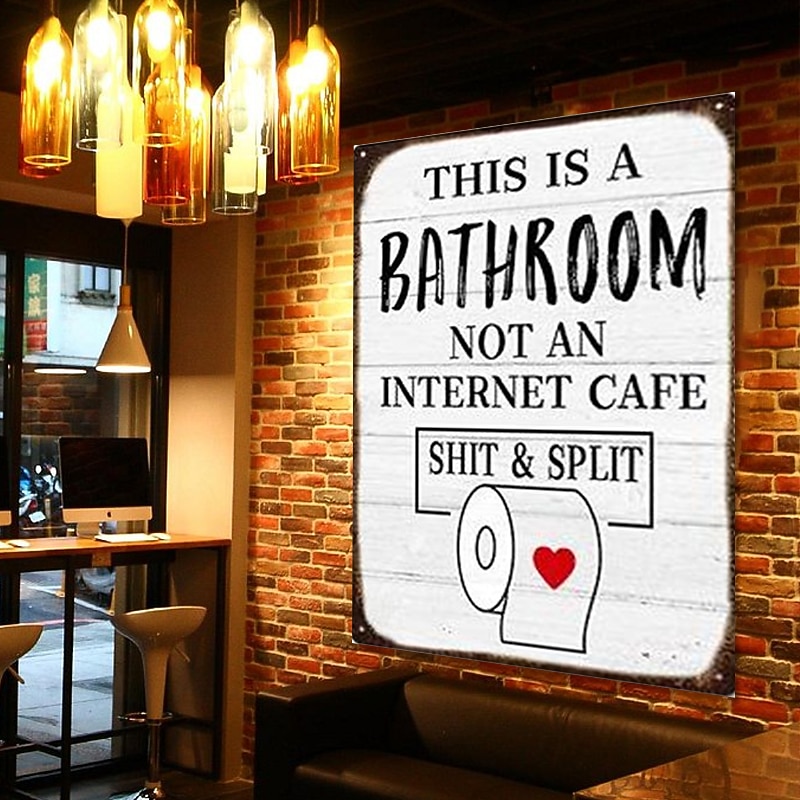 1pc Sarcastic Metal Tin Sign Bathroom Decor Wall Decor Signs This Is Bathroom Not An Internet 20x30cm/8''x12''4